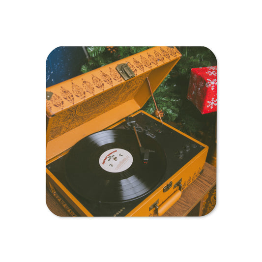 Photo Coaster: The Yule Log Vinyl on Record Player